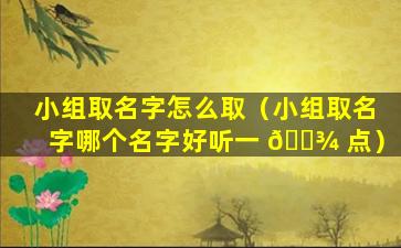 小组取名字怎么取（小组取名字哪个名字好听一 🌾 点）